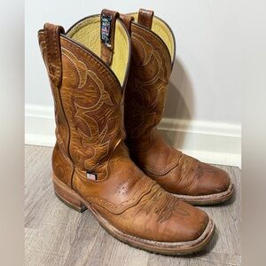 Double H Size 9.5 Jase Wide Square Toe Old Town Folklore Leather Western Boots